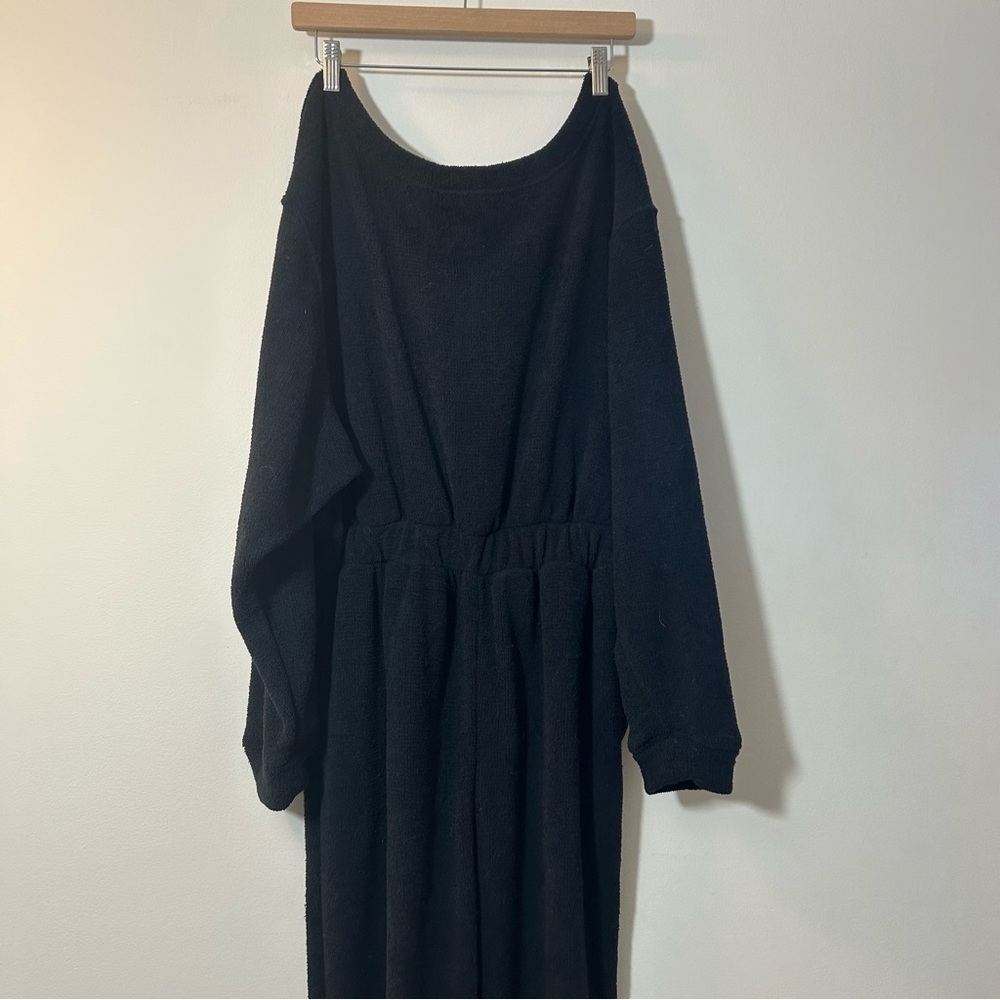 🆕 FREE PEOPLE BEACH | NWT Black Terry Jumpsuit w/ Elastic Waist & Size Small